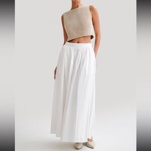 Clarence Linen A-Line Maxi Skirt - White